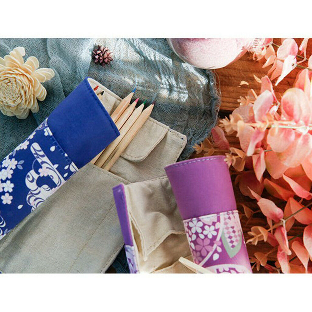 2pcs Roll up Pen Pencil Case Cloth Bags Pouch For Make Up Tools Organizers