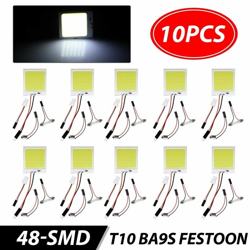 10Pc/Set 48SMD COB White LED T10 BA9S Car Interior Panel Light Dome Map Lam J7P1