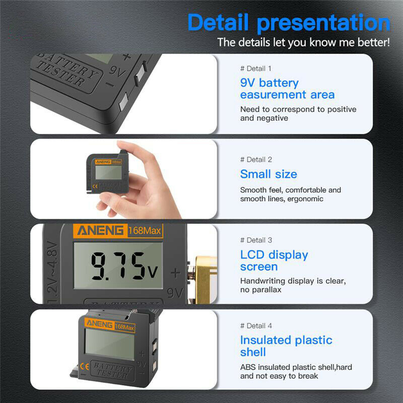 Digital Battery Tester LCD Display Lithium battery Capacity Diagnostic Tool Kt