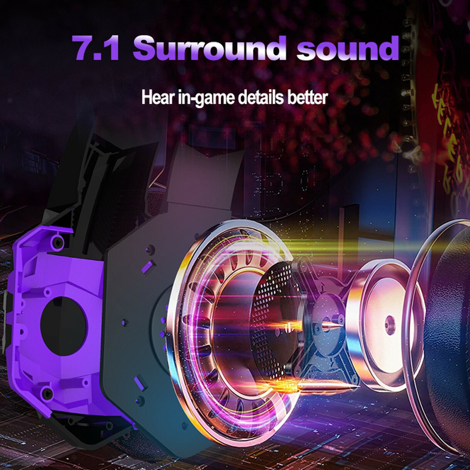 Gaming Headset Over Ear Earphone w/ 120 degree Noise Isolation Mic for PS4