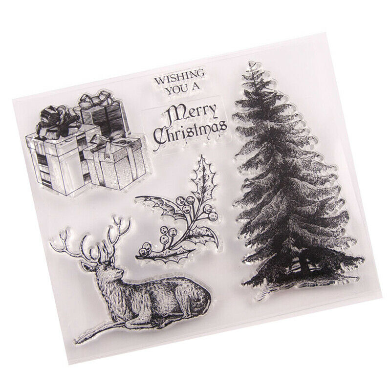 Merry Christmas Tree Reindeer Stamp clear Silicone craft for DIY Scrapboo.l8