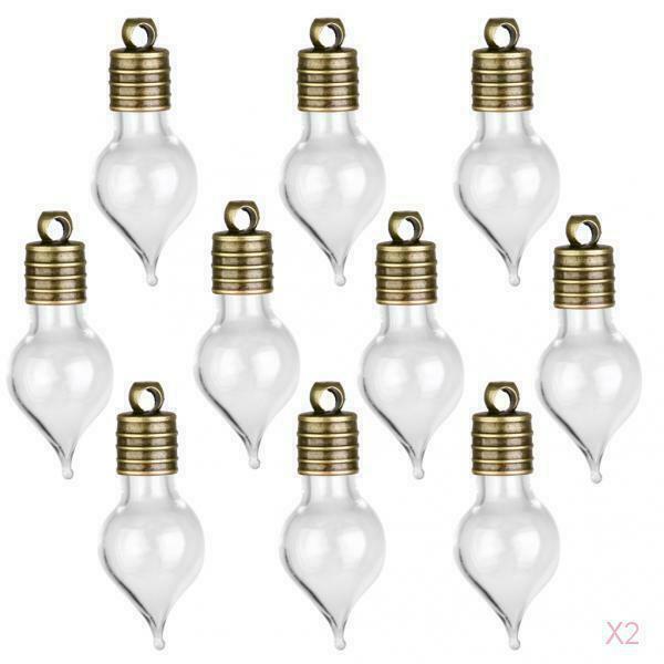 Mini Empty Glass Teardrop Pendant Charms Vials Wish Bottles 10Pcs Clear
