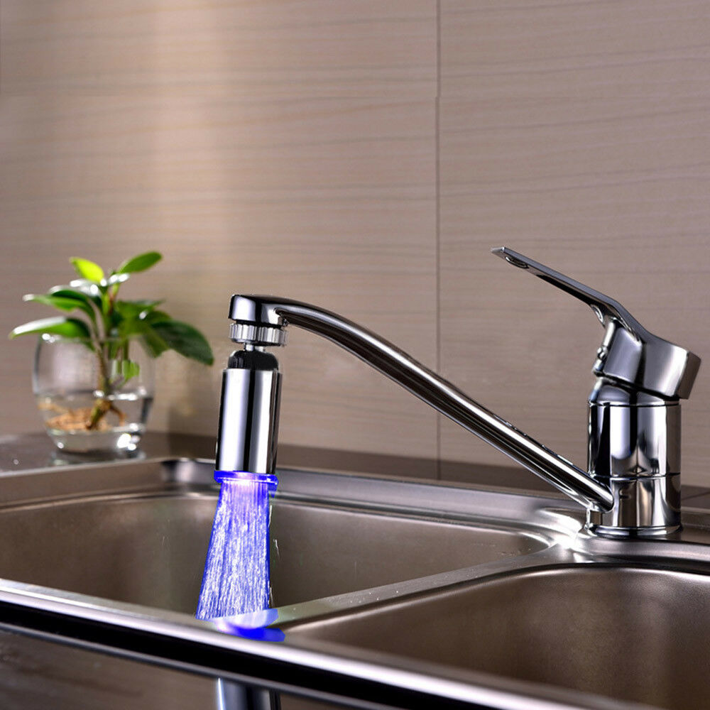 Multi-angle Temperature Control Faucet 3Color Changing Water Tap W/Led Light Hot