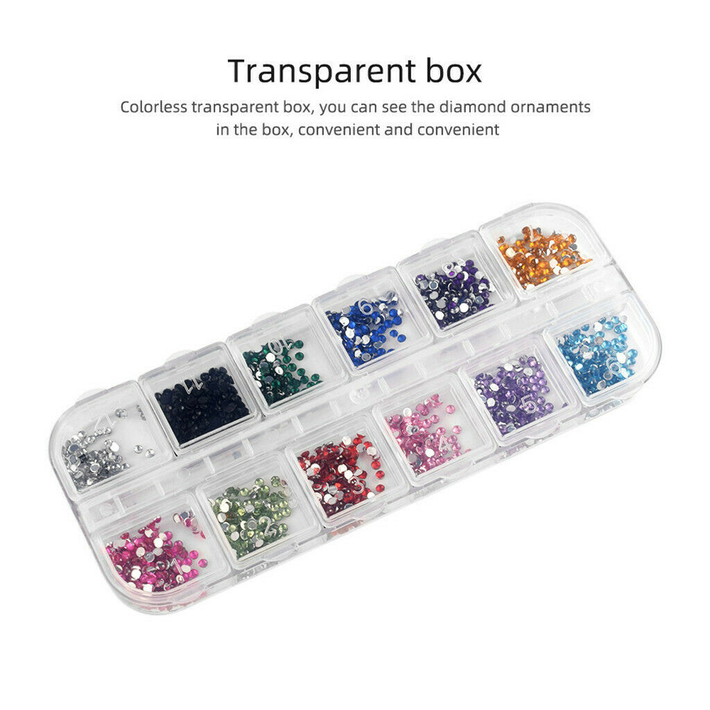 Plastic 12 Blocks Combination Diamonds Ornaments Nail Art Rhinestones Crafts