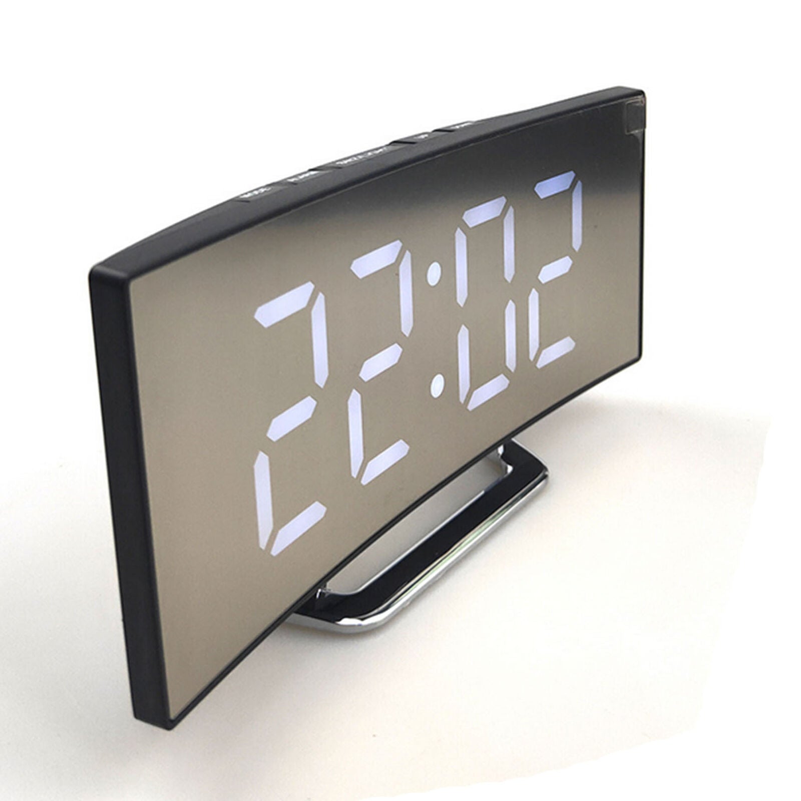 Digital LED Clock Snooze Mirror Alarm Clock Time Night Quiet Movement Red