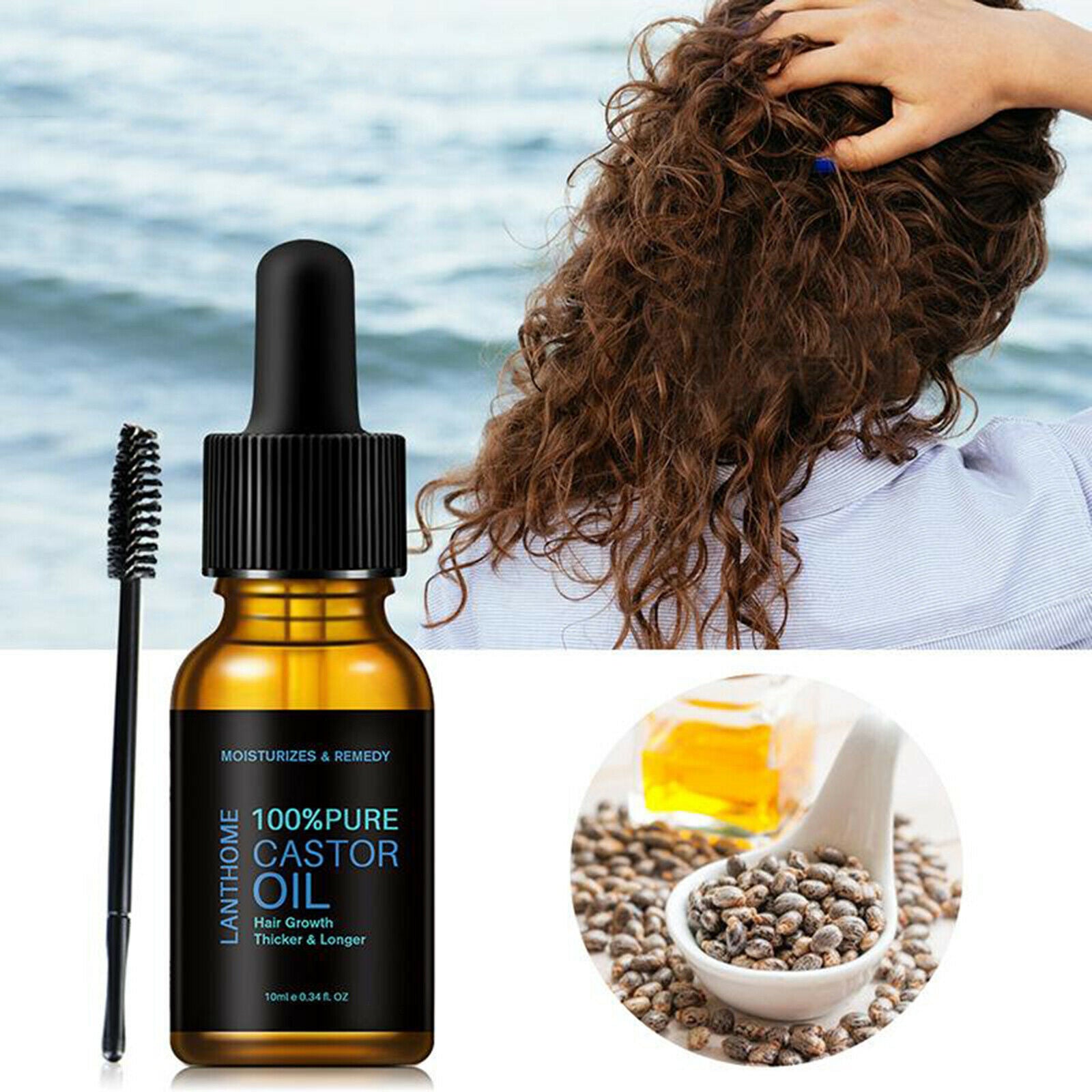 Hair Regrow 100% Pure Castor Oil Hair Essential for Eyelashes Growth Thicker