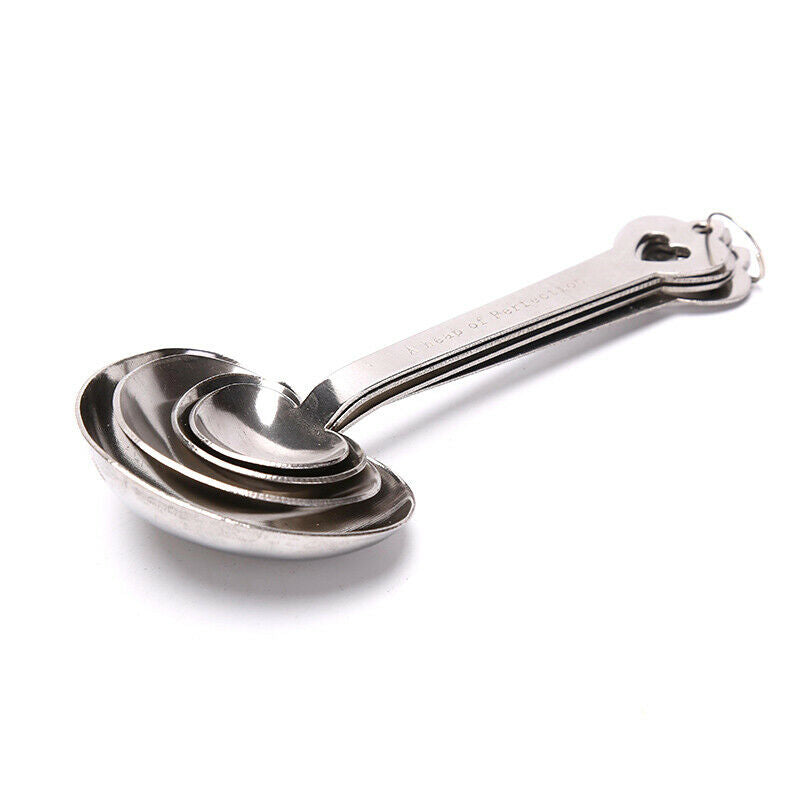One Set of Four Sweet Heart Shaped Measuring Spoons Wedding Luxury Dinner.l8