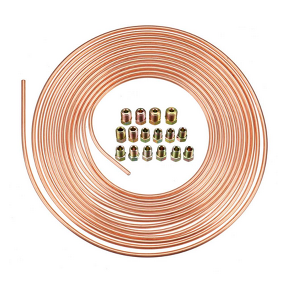 25ft 3/16 Copper Nickel Alloy Brake Line Replacement Tubing Coil and Fitting Kit