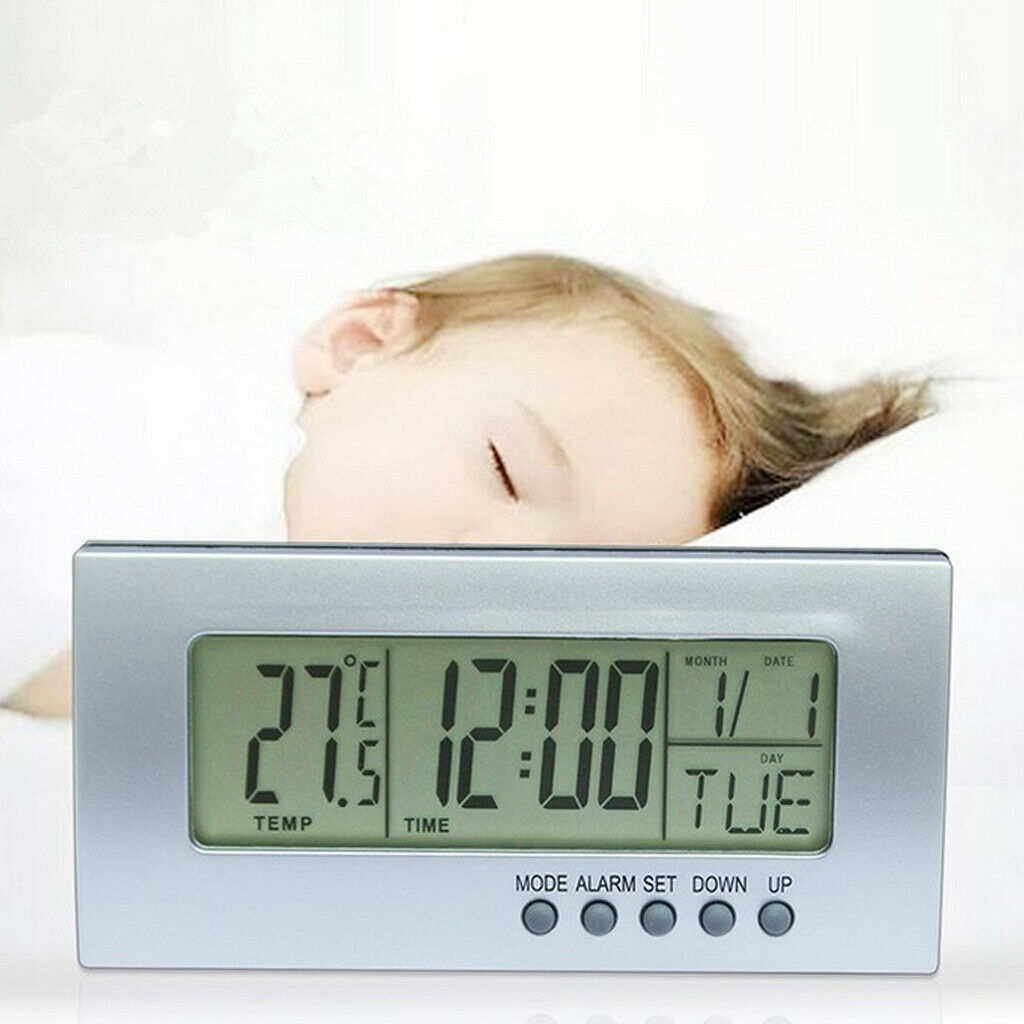 Battery Powered Digital Alarm Clock with Temperature Display for Home Office