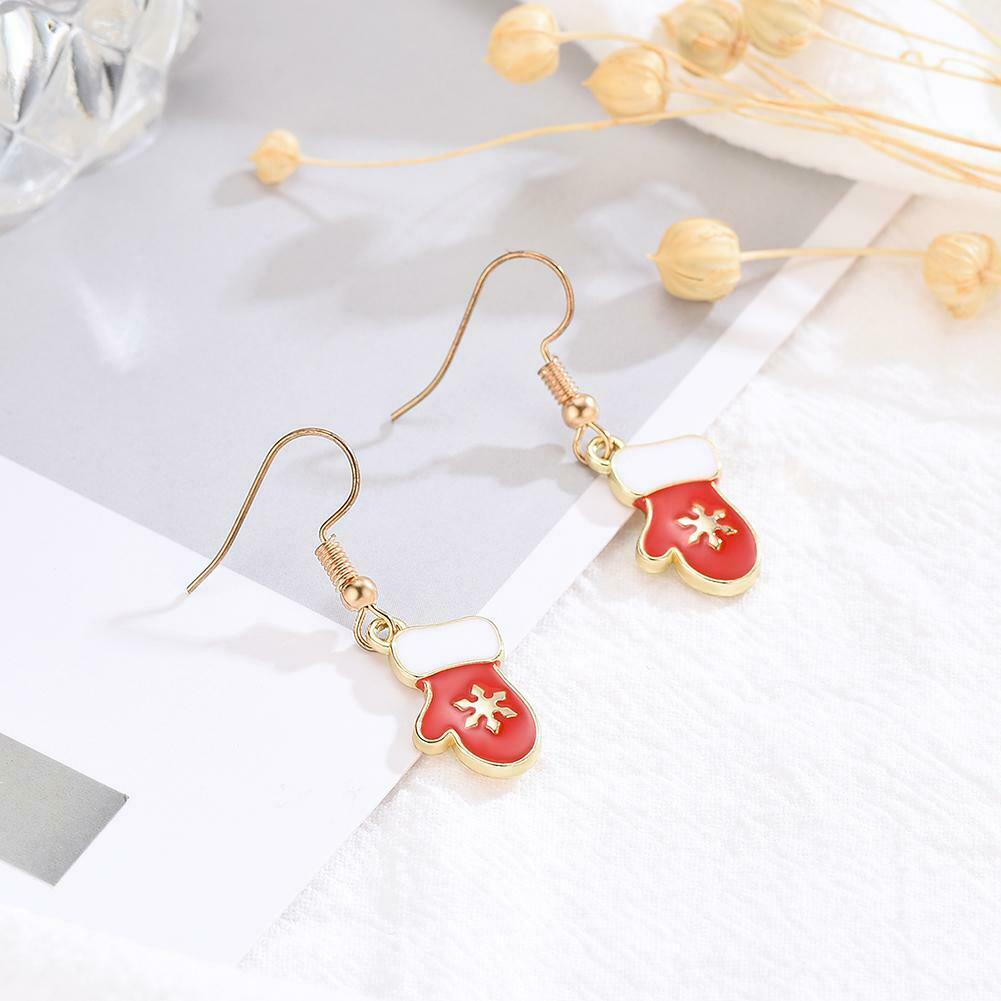 9 Pairs Christmas Stud Earrings Women Gloves Snowflake Dangles Jewelry Gift @
