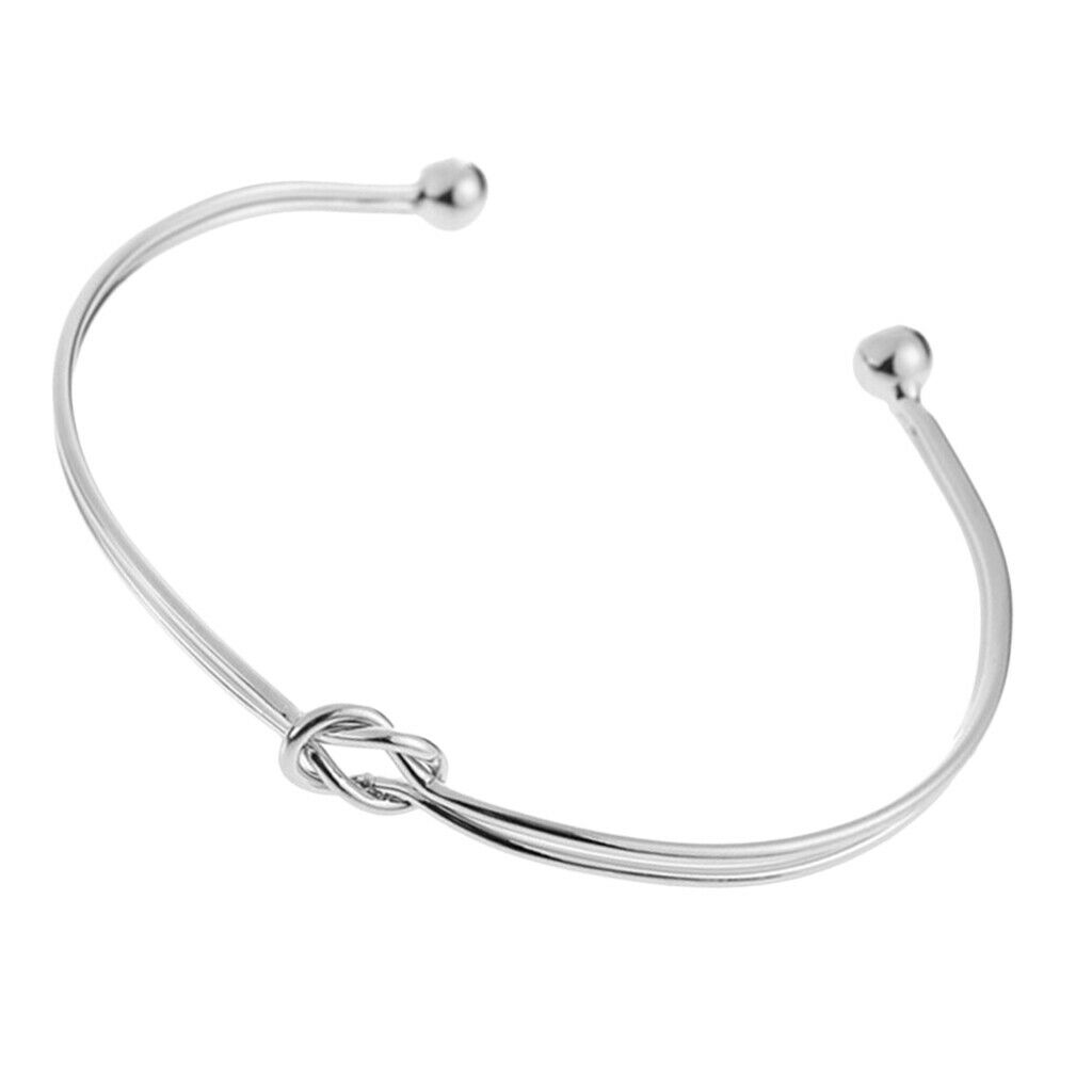 2x Double Wire Knotted Cuff Bangle Glitter Bracelet Wedding Party Jewelry