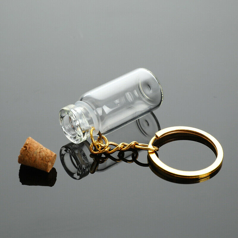 5pcs Mini Glass Bottle Vial Tube Potion Perfume Cork Jars Wish Pendant CharmFCA