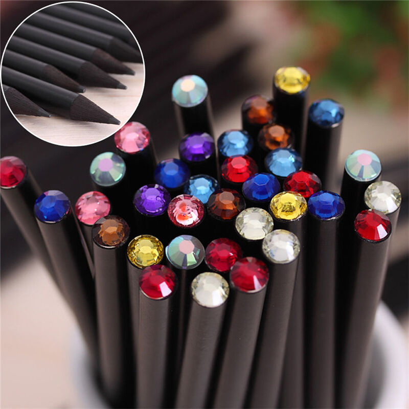 12Pcs Pencil HB Diamond Color Pencil Stationery Cute Pencils Drawing Supp.l8