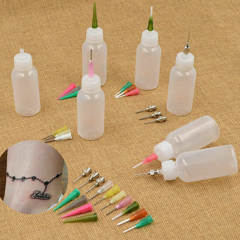 18x Full Set Henna Applicator Nozzles Bottles Paste Tattoo Body Art Drawing Tool