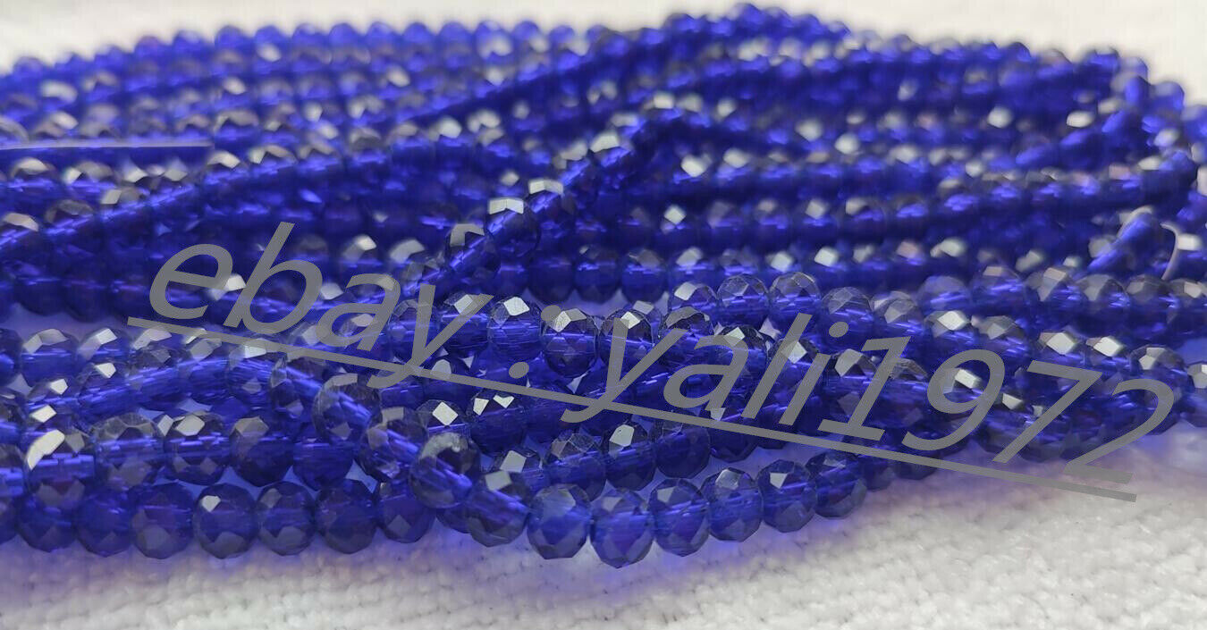 Wholesale 1200pcs 4x6mm Blue Faceted Crystal Rondelle Loose Beads