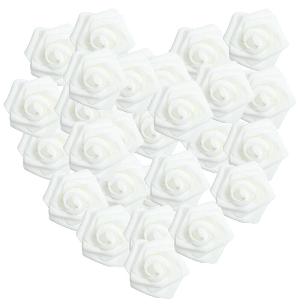 100 Pieces Small Artificial Rose Flower Head Handmade Home Decorations White