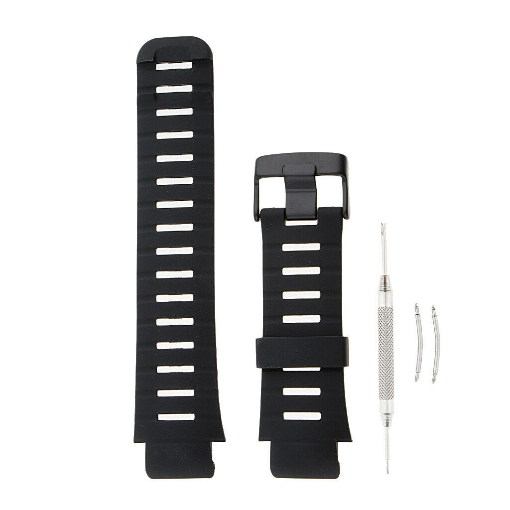 Prettyia Soft Black Rubber Replacement Watch Band Strap For SUUNTO X-LANDER
