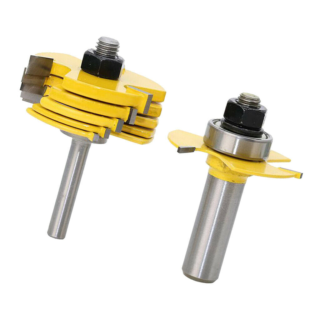 6PCS Wing Set Cutter Router Bit Adjustable Slot Woodworking 2pcs Shank 1/2" 1/4
