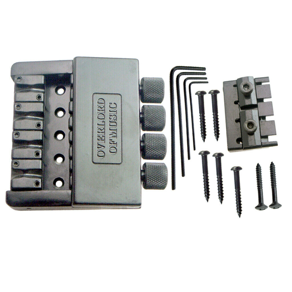 4 String Headless Bass Guitar Bridge System w/ Screw Parts Alloy Black