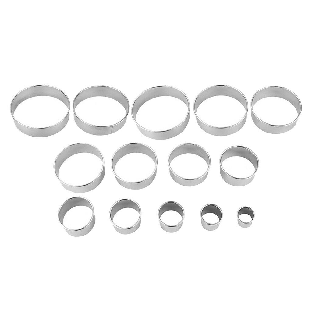 Stainless Round Cookie Biscuit Cutter Kit 14 Pieces For Fruits Veggies