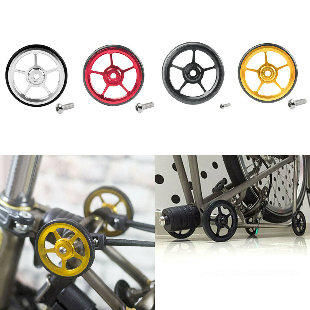 Set of 2 Bike Easy Wheels Bicycle Replacement for Brompton Wheel Red+Black