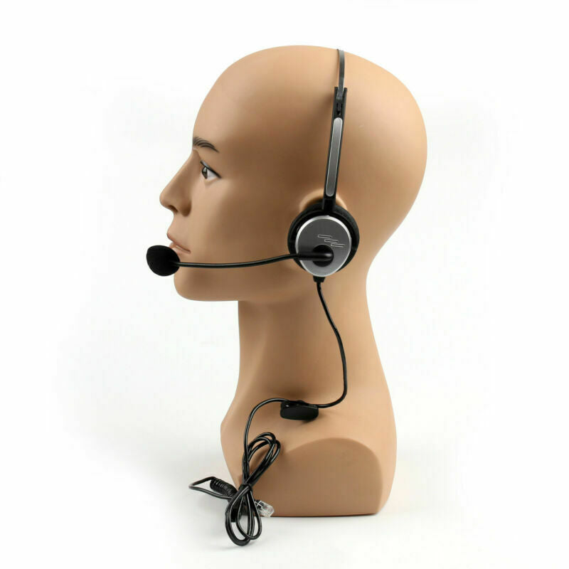 5x 4 Wired RJ9 Call Center Corded Operator Telephone Mic Headset Monaural Sil