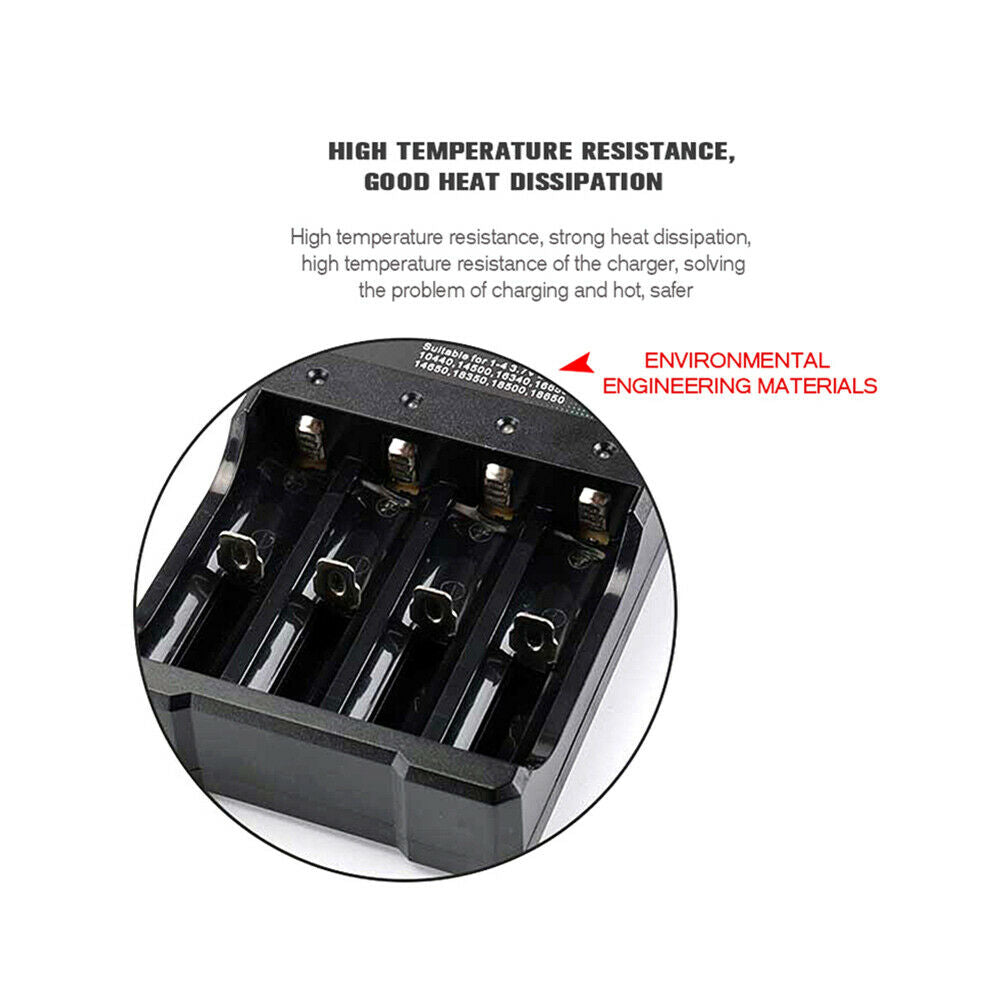 18650 Charger 4-Slot Li-Ion Lithium Battery Player Amplifier USB Charging Stand