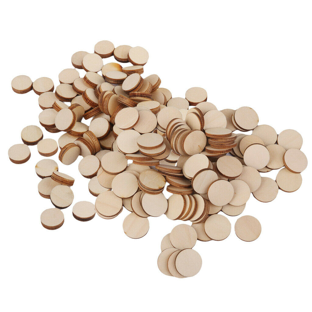 200 Natural Unfinished Round Wood Circle Cutout 10mm 20mm DIY Hobbies Craft
