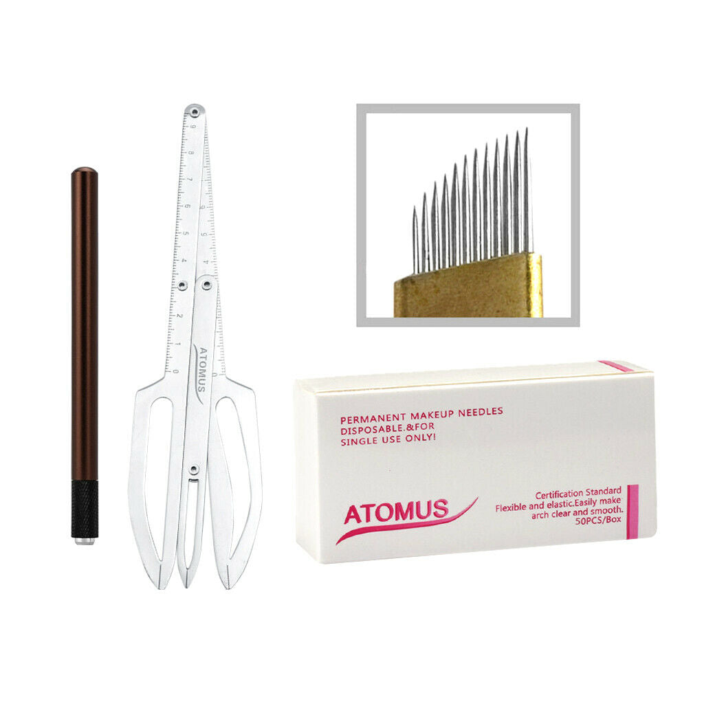50x PCD12 Microblading Needles Tattoo Pencil Tool Set with Measurement Ruler