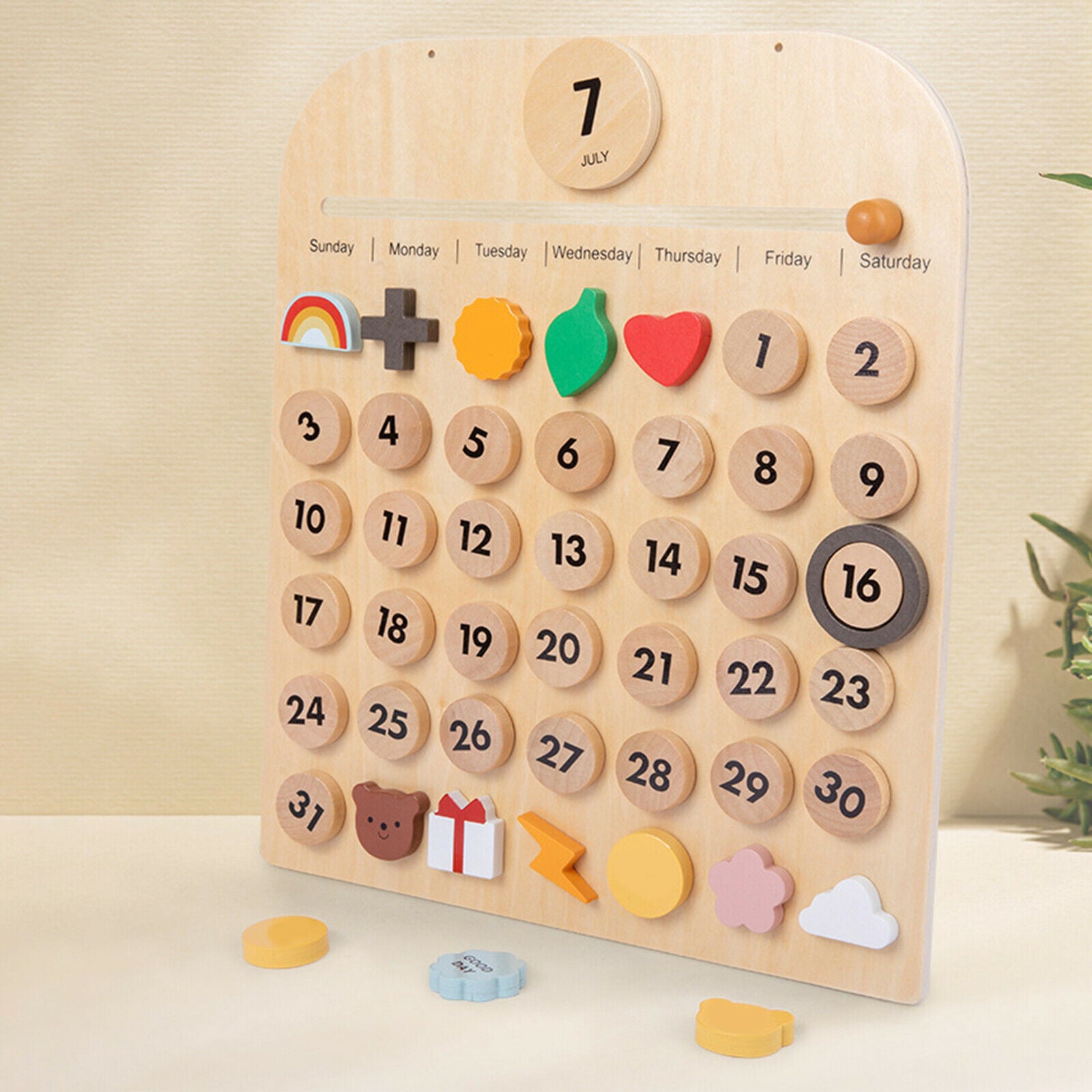 Wooden Desk Wall Calendar Montessori Homeschool Calendar for