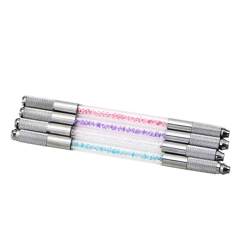 1P Double Crystal Acrylic Manual Tattoo Pen Permanent Microblading Eyebrow Tools