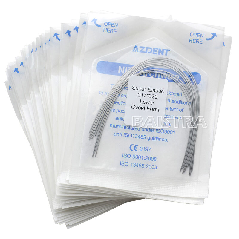 100X AZDental Super Elastic Niti Rectangular Arch Wires 17X25 Lower Ovoid Form