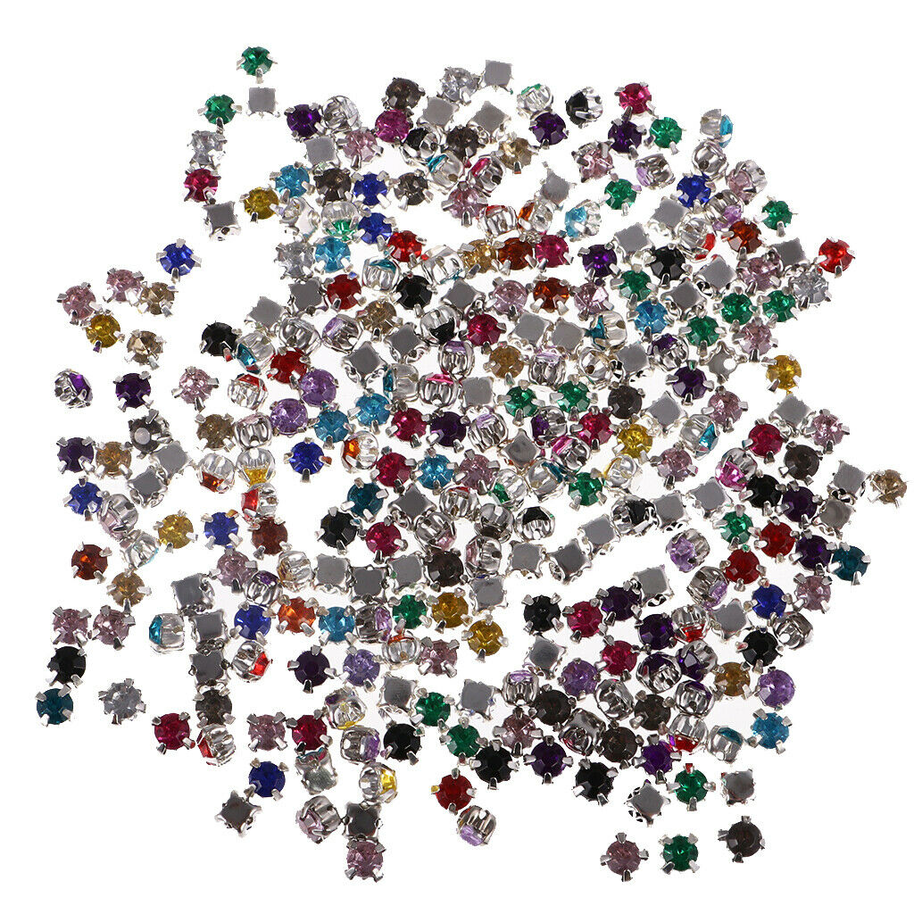 300Pcs Sew On Cut Glass Crystals Rhinestones Diamantes Claw Beads DIY Handmade
