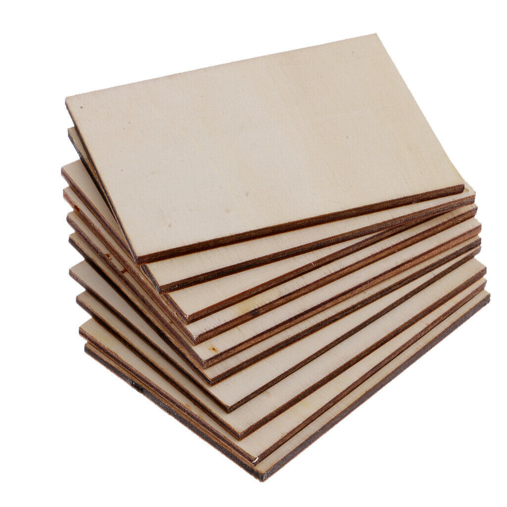 10pcs Blank Plywood Card Unfinished Wood Plaque Sign DIY Decorative Crafts