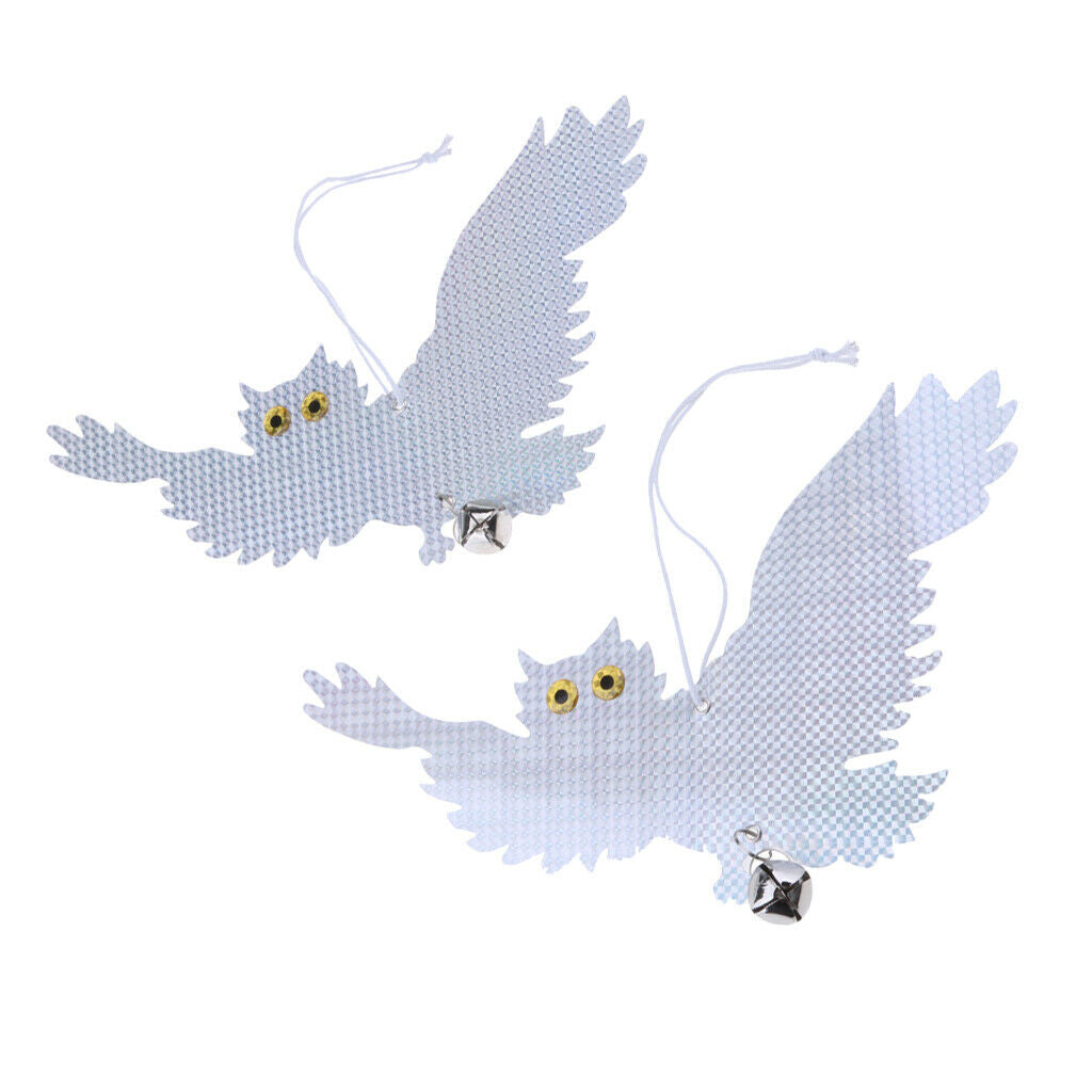 2X 2Pack Bird Scare Owls Effective Reflective Hanging Bird w/ Bell #2