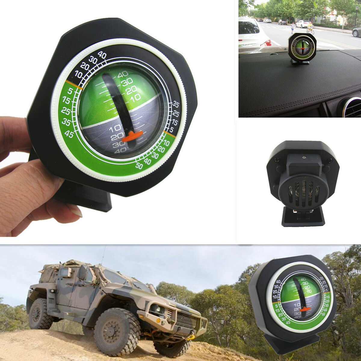 Car SUV Truck Outdoor Travel Angle Tilt Indicator Slope Meter Gauge w/ LED Light