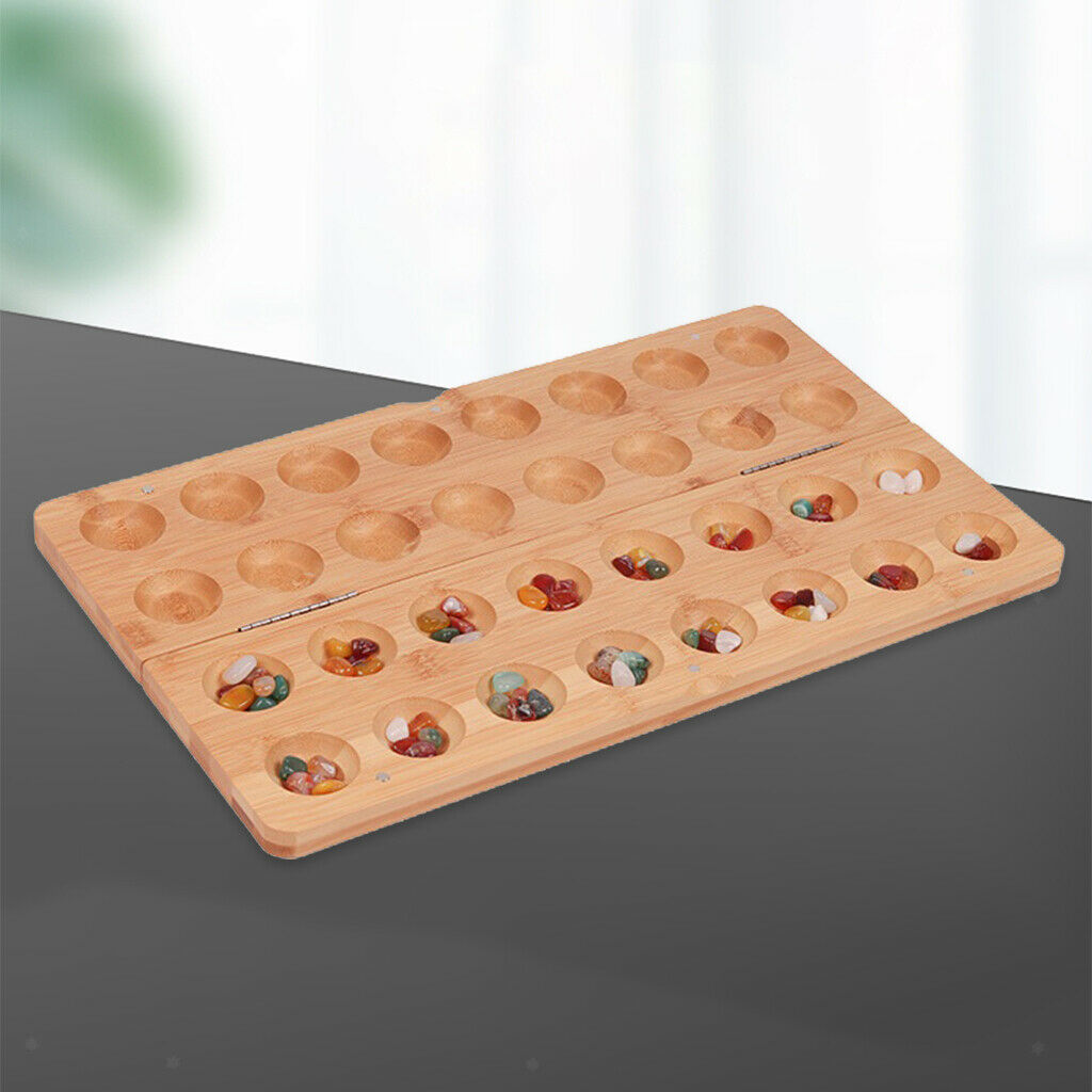 Mancala Board Game - Bamboo Folding Mancala Game - 2 Player Game for Friends and