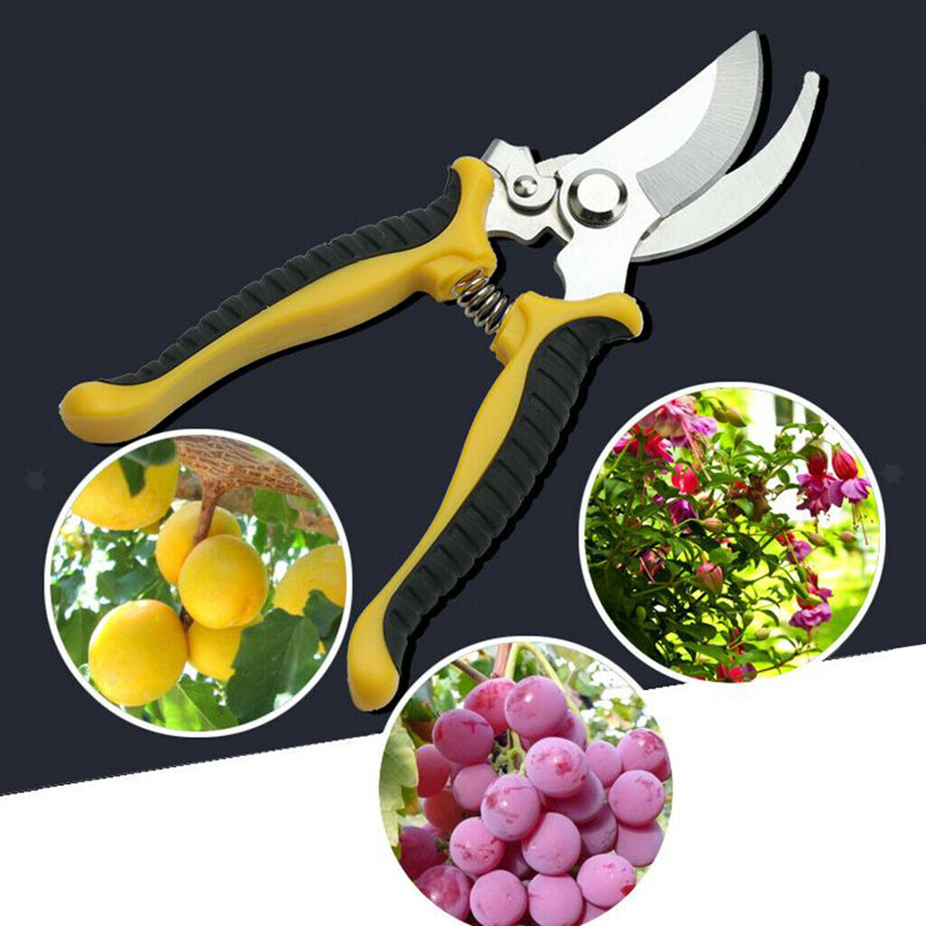 Pruning Shears Steel Gardening Hand Pruner for Comfortable Trimming Yellow