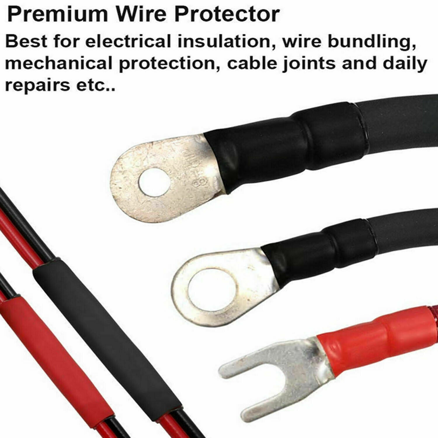 100Pcs Heat Shrink Tubing Marine Dual-Wall Adhesive Lined 3:1 Black&Red&Clear