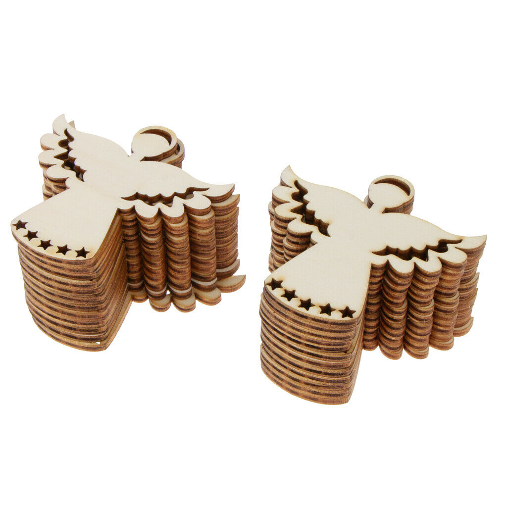 24 Set Unpainted Angel Wooden Craft Gift Tags Price Labels
