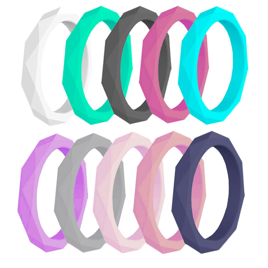 10 Pcs Men Women Rubber Silicone Wedding Ring Band Sport Outdoor Gift 6Yard