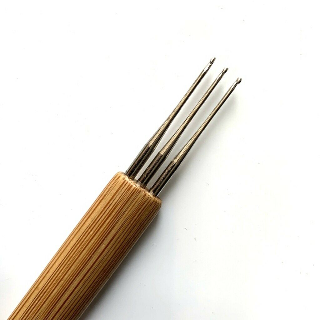 Lots 2 Natural Bamboo Triple Dreadlocks Crochet Hook Interlock Hair Needles
