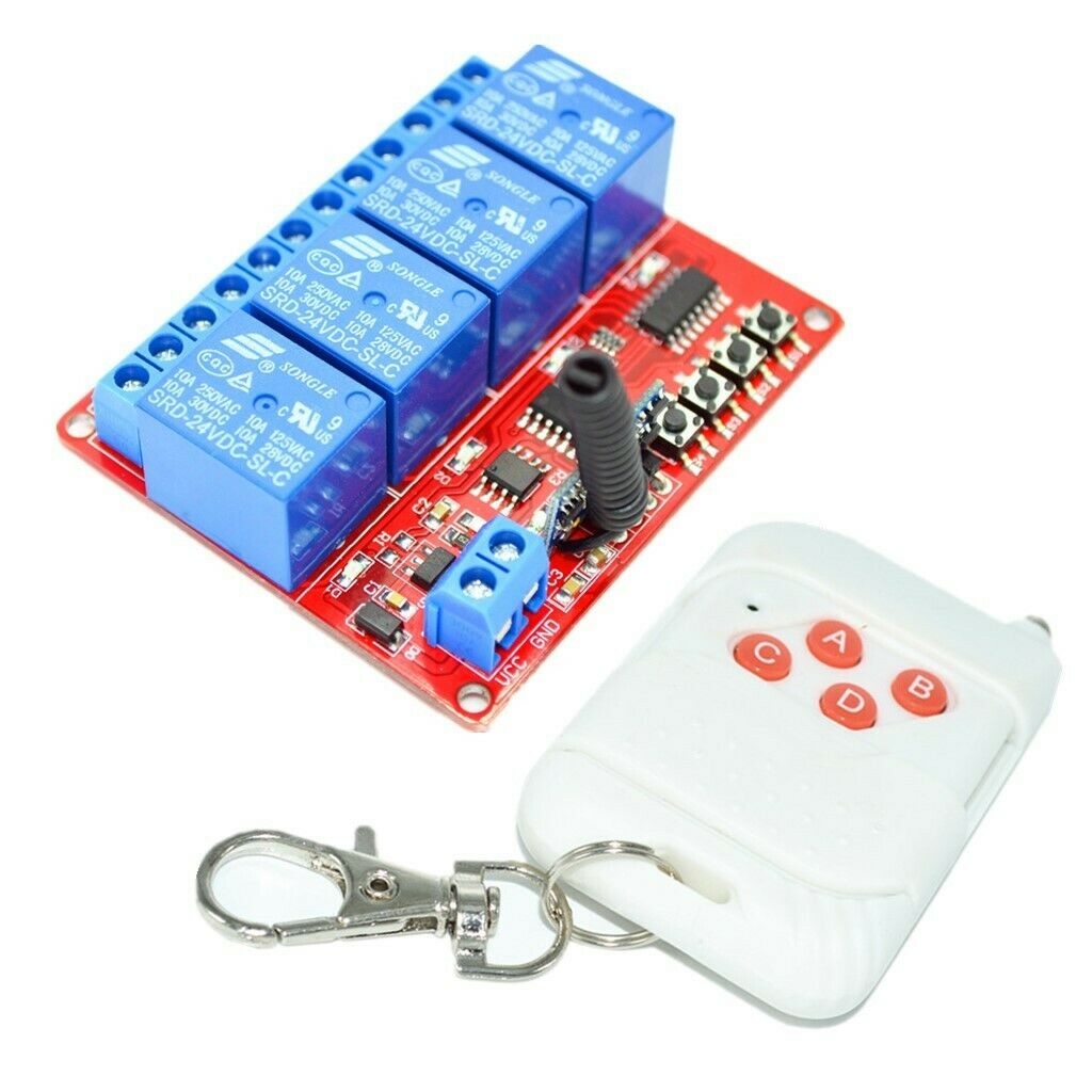 24V 4-Channel 433M 4-Button   Remote Control Switch + Receiver Module