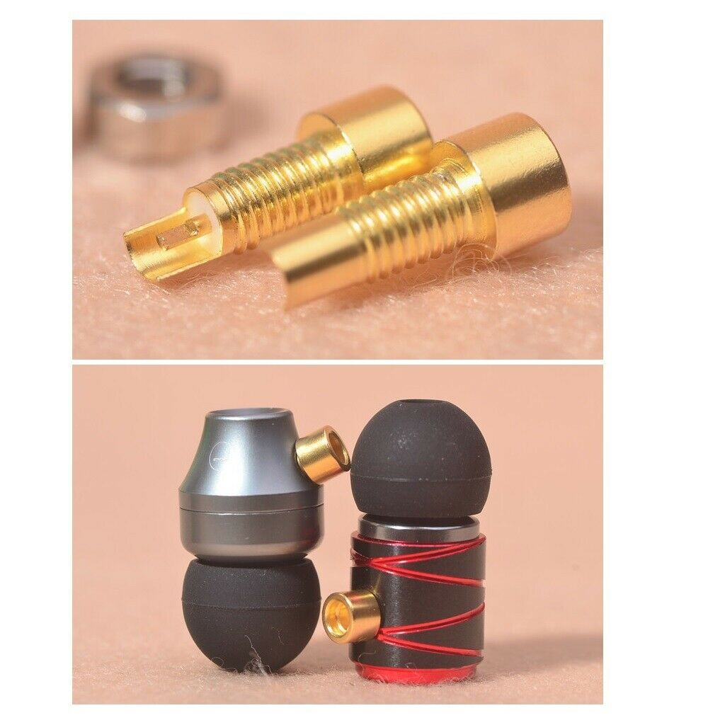 2Pieces MMCX Plug Female Straight Connector Screws Headphone Copper Plated Nuts