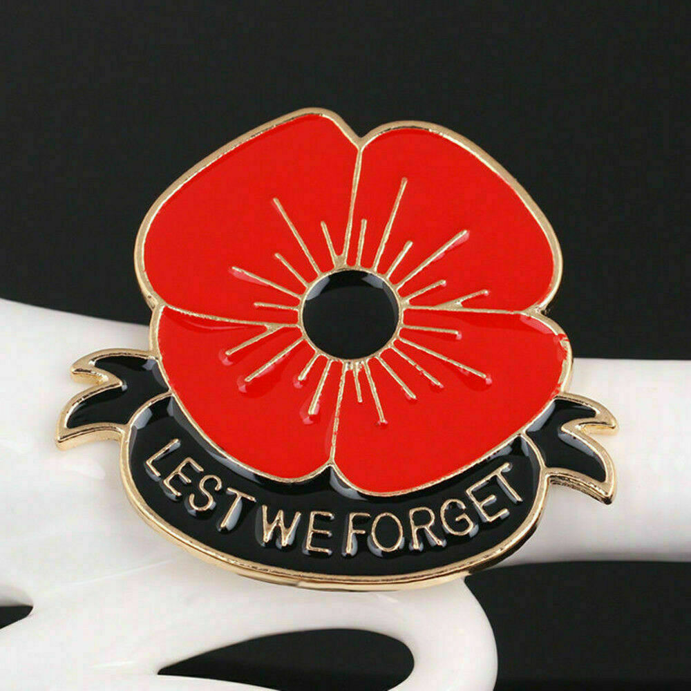 HOT Red Poppy Flower Enamel Remembrance Brooch Lapel Pin Broach Badge Banquet_AU