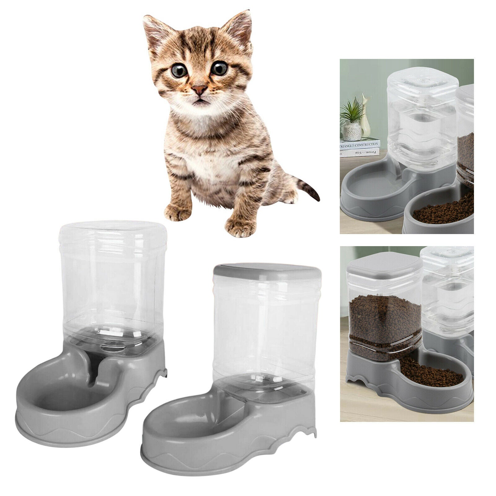 2x Automatic Feeder Small Medium Large Pets Food Feeder 3.5L Travel Supply Water