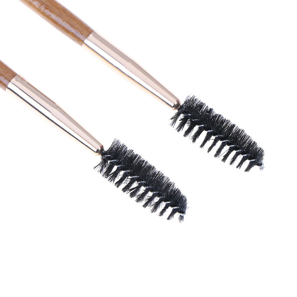 Beauty Makeup Bamboo Handle Eyebrow Brush + Eyebrow Comb Double-Ended Brus_gu Pb