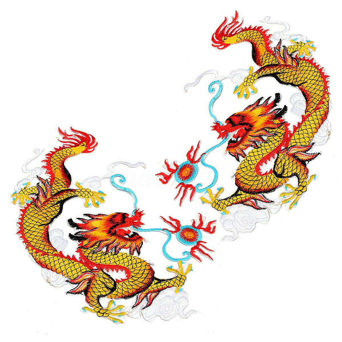 1 Pair Chinese Dragon Embroidered Patches Animal Sew or Iron on Patches Applique