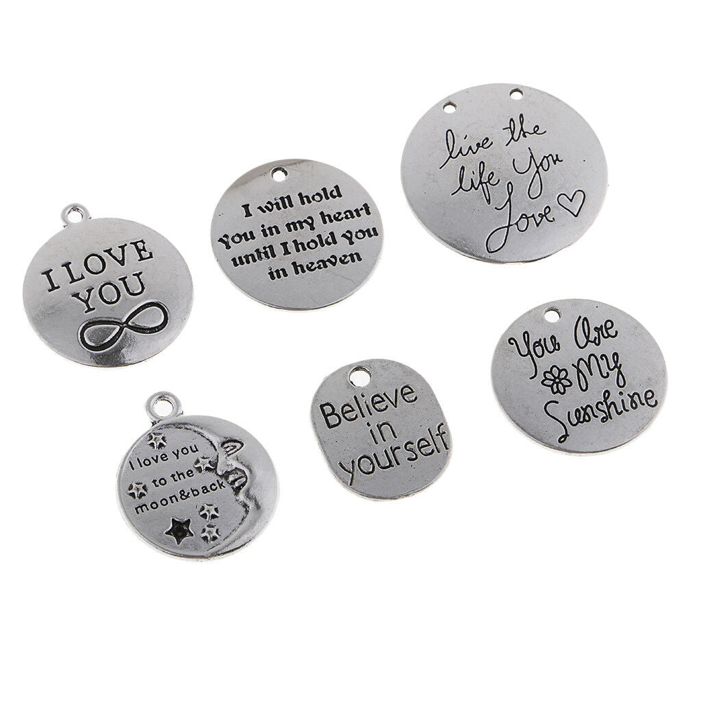Mixed 34pcs Words Pendants Charms DIY Tags Necklace Jewelry Making Crafts