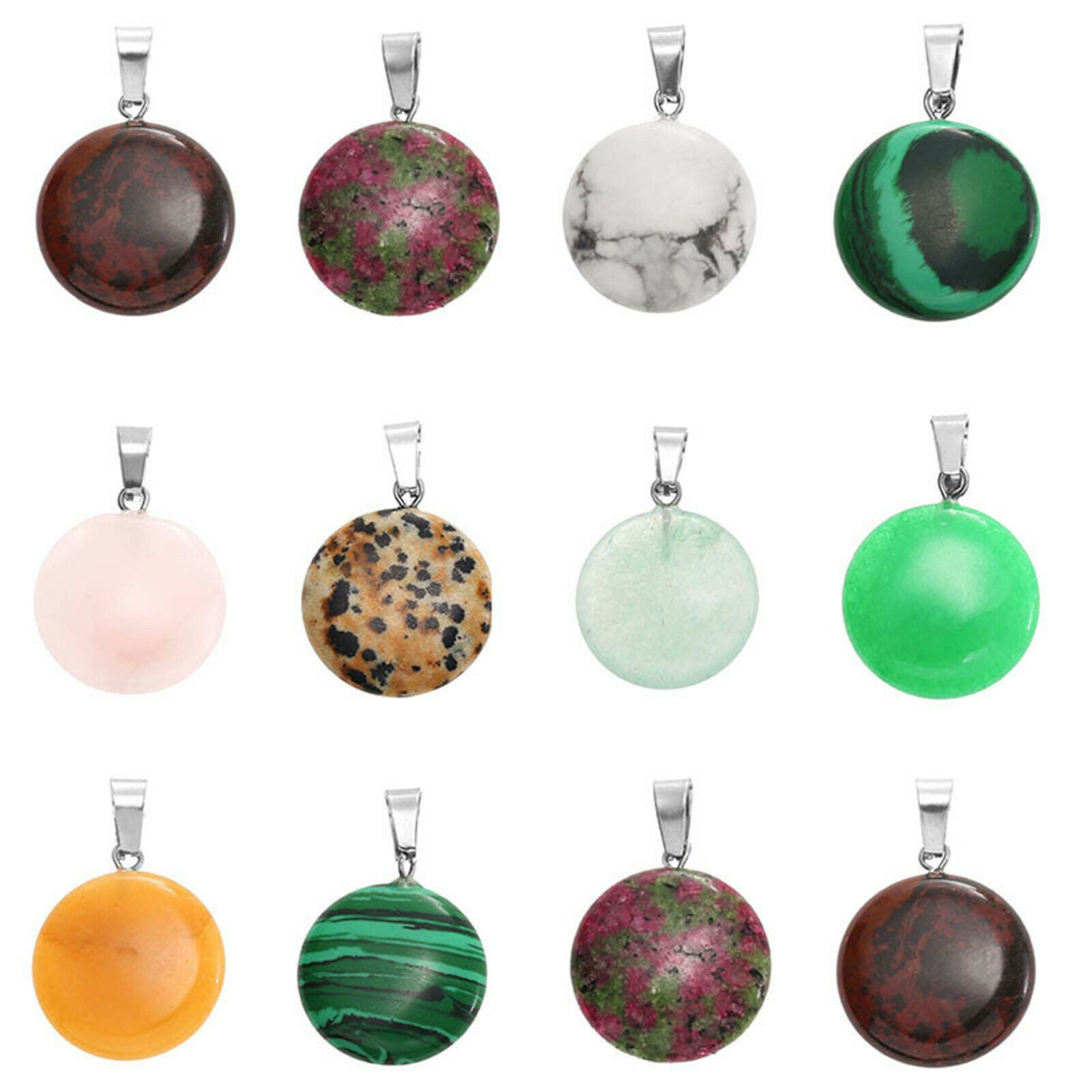 10PCS Multi-Colors Manmade Round Stone Pendant Charms for Jewelry DIY Making